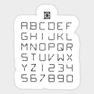 Font of Characters Vintage Patent Hand Drawing Sticker